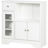 Buffet vitré moderne 80x30x82 cm blanc, meuble de rangement auxiliaire