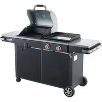 Brasero – Barbecue charbon Bi-Energy L – 2 foyers 3,6 kW – Grille fonte 48 x 42 cm – Plaque inox 49 x 42 cm – Réglage manivelle – 10 à 12 convives
