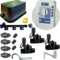 Automatisches 3-Zonen-Bewässerungsset (24 V) von KRain für 32-mm-Rohre Inklusive Programmiergerät, Magnetventilen und Zubehör