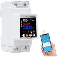 Compteur d'électricité WiFi, Compteur d'énergie Intelligent 63A Moniteur de consommation d'énergie numérique Disjoncteur de surtension et de sous-Tension