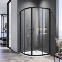 ELEGANT Quadrant Shower Enclosure Black Frame 6mm Tempered Sliding Glass Cubicle Door 800 x 800 mm
