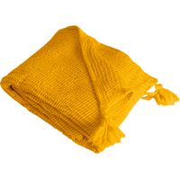 SACASA - Manta amarilla de algodón 100% con flecos 130x170 cm ARNISKA