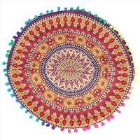 Housse de coussin ronde bohème mandala indien n° 13