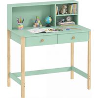 Escritorio Infantil Mesa de Escritorio para Niños con 3 Compartimentos Abiertos y 2 Cajones 90x52x105 cm Verde