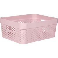 Panier de Rangement 11L Recyclé - Rangement Multiusage, Empilable et Emboîtable - 35,6 x 26,6 x 13,6 cm - Rose