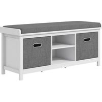 Panca scarpiera regolabile 3 livelli 2 cassetti truciolato 105x35x47 cm bianca grigia