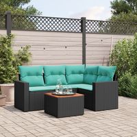 vidaXL 5 Piece Garden Sofa Set with Cushions Black Poly Rattan (US only)