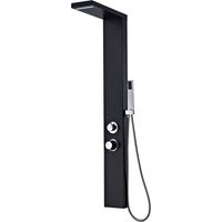 Vidaxl – Colonne de douche hydromassante aluminium noir – 4 fonctions : pluie, cascade, jets de massage, pomme de douche à main – Design carré