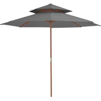 Ombrellone doppio con palo in legno 270 cm antracite 020008439