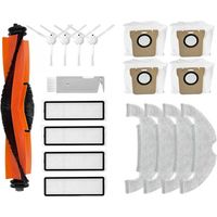18 Zubehörteile für den Xiaomi X10 Roboterstaubsauger. 1 Hauptbürste, 4 HEPA-Filter, 4 Tücher, 4 Staubbeutel, 4 Seitenbürsten, 1 Reinigungsbürste