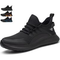 LAN Chaussures de sécurité pour hommes et femmes, antichocs, antiperforation, respirantes et légères, chaussures de travail à embout en acier Noir Taille 48
