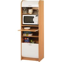 Beaux Meubles Pas Chers – Colonne de cuisine hêtre et blanc 6 niches – Dimensions L 58.2 H 180.7 P 47 cm – Éco-conçu et fabriqué en France