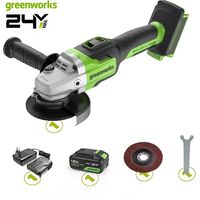 Greenworks Haakse Slijper 24VMeuleuse d'angle sans fil Greenworks 24V - Disque Ø100mm - 10500 tr/min - 1 batterie 4Ah + chargeur