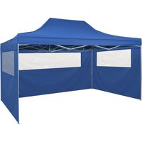 Tente de réception pliable, Pavillon, Pergola, Tente de jardin, avec 4 parois latérales 3 x 4,5 m Bleu OIB9265E