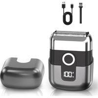 Rasoio elettrico a lamina per uomo per il viso, rasoio senza fili impermeabile IPX7 con 3 lame galleggianti, display LED, ricarica rapida tramite USB-C per viaggi e casa