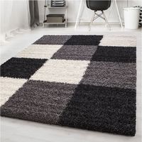 Tapis shaggy graphique design Vita Noir 80x150