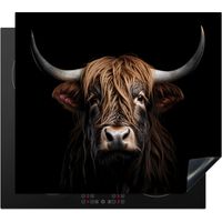 PROTECTOR DE PLACAS DE INDUCCIÓN Highlander escocés - Retrato - Negro - Animal Cocina 59x52 cm