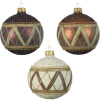 Boules de Noël à carreaux assorties Ø8 cm