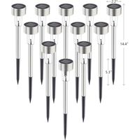 Juego de 12 farolas solares de acero inoxidable, impermeables IP44, encendido y apagado automático, para jardines, patios, caminos y callejones (blanco cálido)