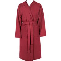 Accappatoio Microfibra Moderno Tinta Unita Morbido Uomo Donna Cintura Tasche Cappuccio Bordeaux - XXL