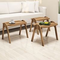 Cerrione Couchtisch-Set, 3-teilig, Rechteckig, Nussfarbene Platte, 49x36x42h cm, Braun Nuss