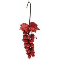 Grappolo uva natalizio per albero di natale 15 cm - colore rosso - addobbo natalizio