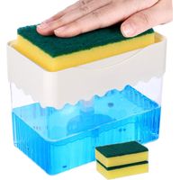 Dish soap dispenser Pressing soap box, detergent dispenser with sponge, automatic dispensing box, kitchen soap dispenser