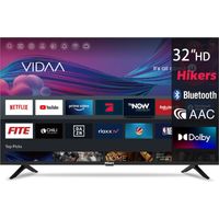 Hikers 32FZ-B Fernseher - 32 Zoll Bildschirm Smart HD 1366768 Auflösung Android Kompatibel Dolby Atmos Klangqualität - Schwarz