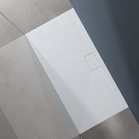 doporro Piatto Doccia Rettangolare in Marmoresina Effetto Pietra, Ultrasottile 3 cm, Installazione Versatile, 70x140 cm, Bianco - Geoma07