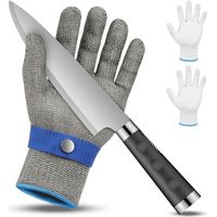 flintronic Gant anti Coupure Niveau 9, Gants Anti Coupure, Gant de Boucher Résistant aux Coupures, Gants Résistants Coupures acier Inoxydable, Protection Contre les Coupures du Quotidien(L)
