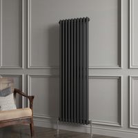 Traditional 2 Column Matt Black Radiator (1800mm H × 470mm W) – 6260 BTU / 1835W – Cast Iron Style