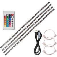 4 50cm USB LED Strip Lights Kit Flexible Strip Lights with Mini Remote Control Home LED Tape Strip