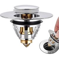 Crépine de lavabo en acier inoxydable à noyau cylindrique, type à poussoir