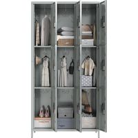 Armoire de rangement en métal verrouillable, avec 9 compartiments et trous de ventilation - Coffre de sécurité pour entreprises, écoles, salles de sport et bureaux - Gris clair