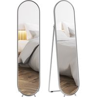 Specchio a Figura Intera da Terra con Supporto Pieghevole, Vetro e Metallo, 40x4x160 cm, Argento