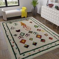 Tapis en laine Moroccan Mystique - Tapis en laine - 290x190cm, Rectangular - 100% Laine vierge - Tufté main - Colorée
