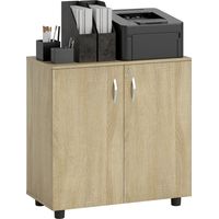 Mobile Ufficio Portadocumenti Multiuso con Serratura, 2 Ante e Mensola Interna, 80x40x80 cm, Rovere