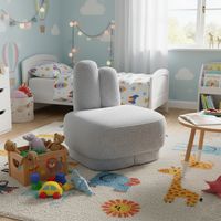 Canapé 1 place, Pouf en Forme de Lapin avec Oreilles, Housse en Tissu Doux, pour Chambre de Enfant - Gris