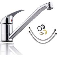 Hot & Cold Single Handle Lever Kitchen Sink Mixer Tap Basin Mixer Tap Faucet with Swivel Spout Polished Chrome Free Fixings