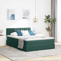 vidaXL Letto con Contenitore Verde Scuro 140 x 190 cm Velluto