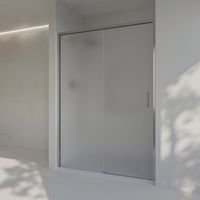 Box Doccia scorrevole + fisso, senza profilo inferiore, opaco sabbiato sicurezza 6 mm anticalcare, 98,5 a 103 cm x 195cm H, REVERSIBILE, ARGENTO