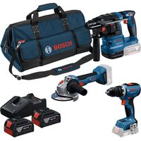 Bosch – Pack de 3 outils électroportatifs 18V – Perceuse GSR 18V-65, perforateur GBH 18V-22, meuleuse GWS 18V-8 – 2 batteries 4Ah – 615A50094