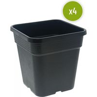 Lot de 4 POTS CARRE NOIR 33.5 x 33.5 x 33.5 cm - 25 L