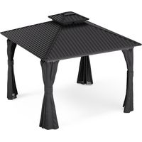 Blumfeldt – Tonnelle de jardin 3x3 m – Structure aluminium – Toit double pour circulation d'air – Rideaux et moustiquaire inclus – Résistante aux intempéries