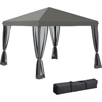 Tonnelle pliante style Barnum colonial 3x3 m avec 4 moustiquaires et housse de rangement grise