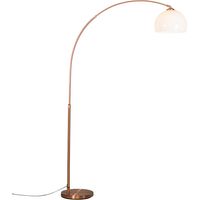 Qazqa – Lampe à arc en cuivre avec abat-jour blanc – Hauteur 176 cm – Longueur 130 cm – Base diamètre 30 cm – Intensité variable