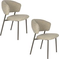 Chaise design, Lot de 2 chaises en tissu rembourrée - Jasmine Gris en Fabric, BOITE A DESIGN