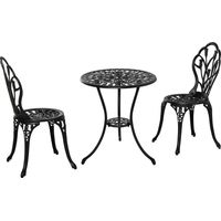 Set jardin 3 pieces, table ronde Ø60x67 cm, 2 chaises 42,5x47,5x89 cm, trou parapluie noir