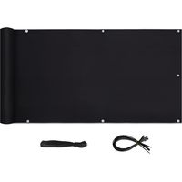 Sekey Balkon Sichtschutz Balkonabdeckung Balkonverkleidung blickdichte Wind- und UV-Schutz, 100% Privatsphäre, mit Ösen, Nylon Kabelbinder und Kordel, 90x300cm, Schwarz