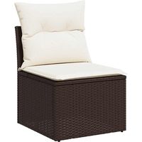 vidaXL Chaise de jardin sans accoudoirs avec coussins marron rotin